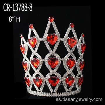 Rhinestone rojo corazón coronas para día de San Valentín